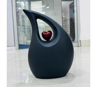 Nautical Replica Hub Heart of Love Cremation Urn for Human Ashes, Beautiful Memorial ERN for Adults, Decorative ERN for Loved Ones, Funeral Urn for Burial or Display (Black/Red(8X4.5X10))