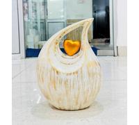 Nautical Replica Hub Heart of Love Cremation Urn for Human Ashes, Beautiful Memorial ERN for Adults, Decorative ERN for Loved Ones, Funeral Urn for Burial or Display (Whitsh/Natural(8X4.5X10))