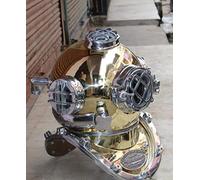 Nautical Replica Hub Mark V US Navy Vintage Divers Helmet, Antique Brass, 18' Tall, for Collectors and Naval Enthusiasts