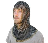 Nautical Replica Hub Medieval Armor Brass V Face Mild Steel Chainmail Hood