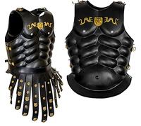 Nautical Replica Hub Medieval Black Muscle Jacket W/Leather Armor Jacket Brass Design Armour Costume