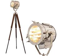 Nautical Replica Hub Spotlight Tripod Floor Lamp Bedroom, Study Room and Office, Modern Design, Wooden Tripod Lamp Stand Spotlight Home Decor