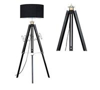 Nautical Replica Hub Tripod Floor Lamp Black Wooden Base Modern Design Bedroom Decor (Without Shade)