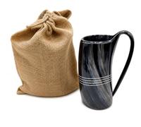 Nautical Replica Hub Viking Horn Mug - 100% Authentic 16oz - Ultimate Unique Handmade Ox Horn Norse Mug for Cold Drinks with Jute Gift Bag