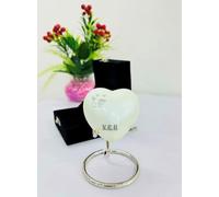 Nautical Replica Hub White Footprint Small pet Marks Keepsake Mini Heart Cremation Urn with Stand & Box For Your Loved One & Human Ashes & Perfect Heart Urn For Gift