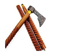 Nautical Replica Hub Wooden Walking Stick with Brass Handle | Handmade Decorative Walking Cane | 36 Inch Axe Stick