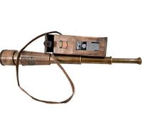 Nautical Retro High Magnification Brass Tube Telescope with Pirates Handicraft Leather Case Antique Vintage Sailor Spyglass