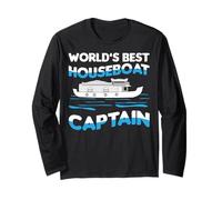 Nautical River Ship Life Sailing Pontoon Design Long Sleeve T-Shirt
