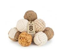 Nautical Rope Balls Decorative - 2 Inch - Set of 8 - Handmade from Jute and Cotton - for Farmhouse Bowl Fillers, Rustic Home Accents, or Table Decor - Perfect for Coastal Styling