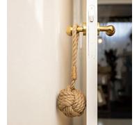 Nautical Rope Knot Door Handle Stopper, Natural Jute, Brown, Rustic Hanging Wall Protector, 11cm