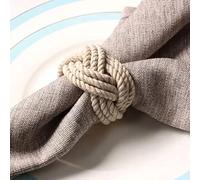 Nautical Rope Napkin Rings set of 6, Cotton Rope Napkin Ring-Burlap Napkin Rings set for Harvest, Thanksgiving, Christmas, Farmhouse, Beach, Party decoration, wedding, Dining Table etc. (Ivory, 6)