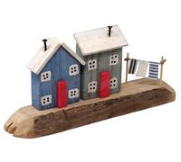 Nautical Rustic Wooden Coastal Village Beach House Ornament - Blue & Teal