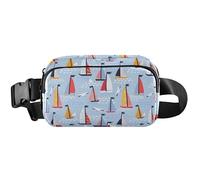 Nautical Sail Blue Fanny Packs Women Waterproof Hip Pack Belt Bag Cute Travel Waist Pouch, Nautical Sail Blue, 8 x 5.3 x 2.3 inch, Funny Cute, Nautical Sail Blue, 8 x 5.3 x 2.3 inch, Funny Cute