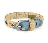Nautical Sailboat Map Dog Collar Adjustable Soft and Comfortable Puppy Collars with Metal Buckle Pet Collar for Small Medium Pet