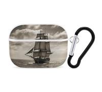 Nautical Sailing Pirate Airpod Pro Case AirPods 2 Case for Women Hard Shell Protective Cover with Carabiner Keychain Compatible with AirPods Case 2nd 1st Generation, Front LED Visible White