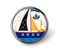 Nautical Sailing Pirate Backpack Pin Cute Brooch Decoration Brooches for Women Mens Lapel Pins for Suits Fashion Button Badges for Hat Backpacks Purses Jackets Shirt Suit Lapels-Circular