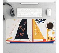Nautical Sailing Pirate Desk Pad Protector Non-Slip Gaming Desk Mat Waterproof Desktop Mat for Keyboard and Mouse Large Mousepad Smooth Writing Pad for Home Office Work(23.6 X 13.8)