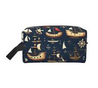 Nautical Sailing Pirate Printed Travel Storage Pouch, Double Sided Large Bag for Clothes and Personal Accessories
