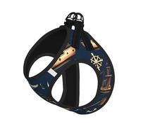 Nautical Sailing Pirate Printing Dog Summer Harness With Leash Set,Adjustable And Reflective Step-In Puppy Pet Vest Harnesses