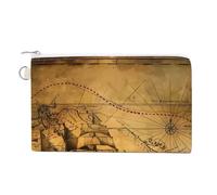 Nautical Sailing Pirate Theme Coin Purse Lightweight Change Purse Mini Zipper Tool Bag Canvas Coin Wallets,Women Men