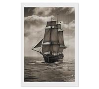 Nautical Sailing Pirate Theme Diamond Painting Kits for Adults Beginners 5D Square Drill Diamond Art Kits with DIY Tools Gem Art Crafts for Home Wall Decor Living Room Bedroom Office Decoration 8x12