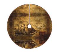 Nautical Sailing Pirate Theme Print Christmas Tree Skirt Festive Decoration For The Perfect Holiday Ambience