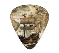 Nautical Sailing Pirate Theme Printed Custom 12 Pieces Guitar Pick In A Box,The Pick Makes Sound Clear, Ukulele, Electric Bass (0.46 0.71 0.96mm)