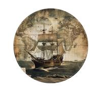 Nautical Sailing Pirate Theme Printed Gaming Mouse Pad 2 PCS, Round Non-Slip Rubber Base Laptop Mousepad Desk Mat for Gamer, Office, Home