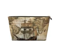 Nautical Sailing Pirate Theme Printed Travel Toiletry Bag - Handbag Organizer, Purse Organiser Insert Handbag,Inner Storage Bag in Bag with Zipper Bag