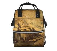 Nautical Sailing Pirate Theme Prints Changing Bag Backpack Baby Diaper Bags for Mom Dad, Waterproof Nappy Rucksack Multifunctional Travel Bag