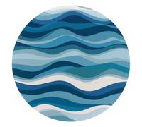 Nautical Sea Tides Pattern Small Round Mouse Pad, Anti-Slip Rubber Computer Mousepad for Office Home Gaming Laptop, 10 x 10 Inch
