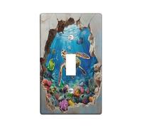 Nautical Sea Turtle Decorative Light Switch Cover Plate 1 Gang Single Toggle, 3D Ocean Sealife Fish Electrical Faceplate for Kitchen Bathroom, Underwater Switchcover Decor