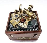 Nautical Sextant Telescope Vintage Marine Astrolabe Ship's Instruments Antique Maritime with Wooden Box