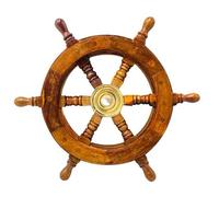 Nautical Ship Wheel Premium Sailor's Hand Crafted Brown Wooden Steering Wheel 12 Inch Boat Pirate Home & Office Decor Gift