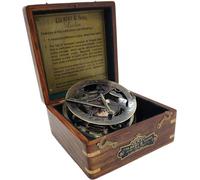 Nautical Solid Brass Sundial Compass with Rose Wooden Box Black Antique vintage Home Decor gifts