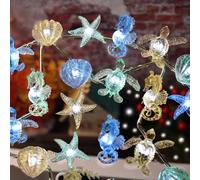 Nautical String Lights Sea Life Ocean Fairy Lights Plug in or Battery Operated Beach Decoration for Bedroom Turtle Seahorse Shell Starfish Marine Life String Lights 30LED 10ft Christmas Window Decor