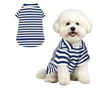 Nautical stripe pattern S Pet Hawaiian Shirt for Small Dogs-Cute Summer Beach Outfit for Puppy, Soft Breathable Cat Clothes with Buttons