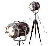 Nautical Studio Floor Lamp Spotlight Searchlight with Tripod Stand Decorative Items Designed to Mimic Vintage Theatre and Marine Searchlights Hollywood Studio-Style.