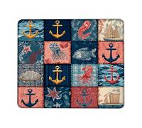 Nautical Themed Mouse Pad, Blue and Red Ocean Anchors Non-Slip Mouse Pad, Ideal for Home and Office Use, Perfect for Summer and Coastal Decor, Square 8