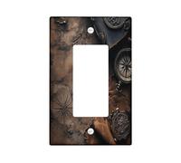Nautical Treasure Map Switch Cover Wall Plate 1 Gang Single Rocker, Vintage World Map Compass Electrical Faceplate for Bedroom Bathroom Decor, Rustic Standard Size Switchplate