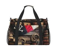 Nautical Treasure Map with Ship Deck Waterproof Weekender Bags Duffel Bag Large Carry On Hand Luggage Bags Foldable Tote Bag for Travel Sports Gym Dance