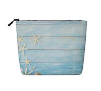 Nautical Vintage Board Starfish, Cosmetic Bag Imitation Linen Makeup Bag Portable Travel Toiletry Bag