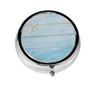 Nautical Vintage Board StarfishMeta Pill Box 3 Compartment Medicine Case,Portable Organizer