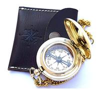 Nautical Vintage Compass Solid Brass Compass in a Black Leather Case Rustic Vintage Home Decor Gifts