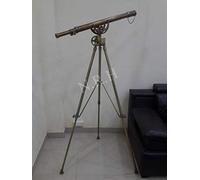 Nautical Vintage Design Brass Wheel Telescope Adjustable Antique Tripod Stand