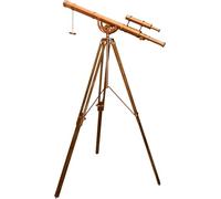 Nautical Vintage Double Barrel Telescope Shiny Copper Antique Finish with Adjustable Natural Wooden Tripod High Magnification Functional Spyglass