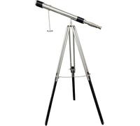 Nautical Vintage Floor Standing Telescope Retro Black Tripod Chrome Nickel Finish Decorative Single Barrel Handmade Harbor Master Marine