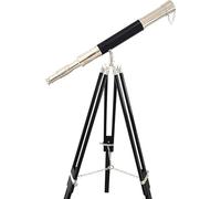 Nautical Vintage Floor Standing Telescope with Wooden Tripod Antique Black Item