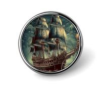 Nautical Vintage Sailing Pirate Ship Blank Round Badge Buttons Clear Button Pins for Craft Projects Badge Making Accessories