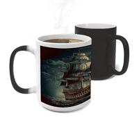 Nautical Vintage Sailing Pirate Ship Color Changing Mug Heat Changing Coffee Mug Funny Magic Cup Heat Sensitive Travel Mugs Novelty Coffee Cups Personalized Customized Gift for Men Women 11 Oz